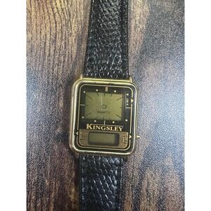 VTG Kingsley Digital & Analog Women's Watch Gold Tone Rectangle Needs Battery